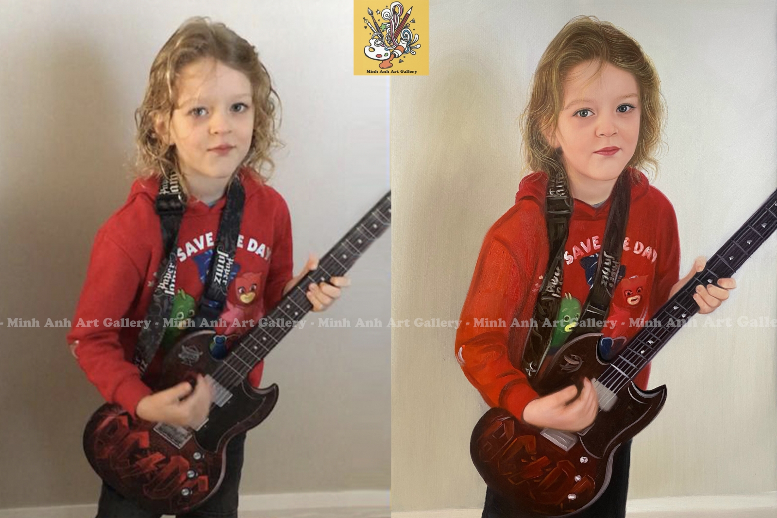 Rockstar-Inspired Children Portrait – Bold, Unique, and Hand-Painted with Love