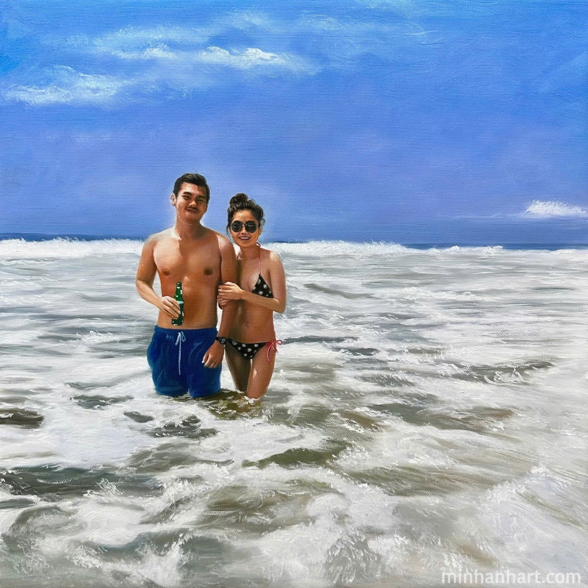 Couple Beach Portrait – Preserve Your Summer Love in Stunning Art