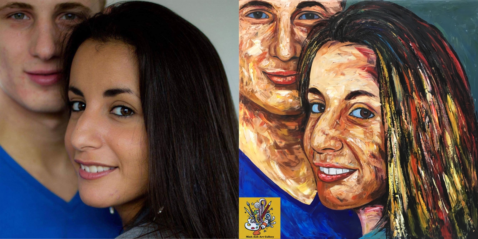 Expressionist Couple Portrait – Bold Love in Textured Art