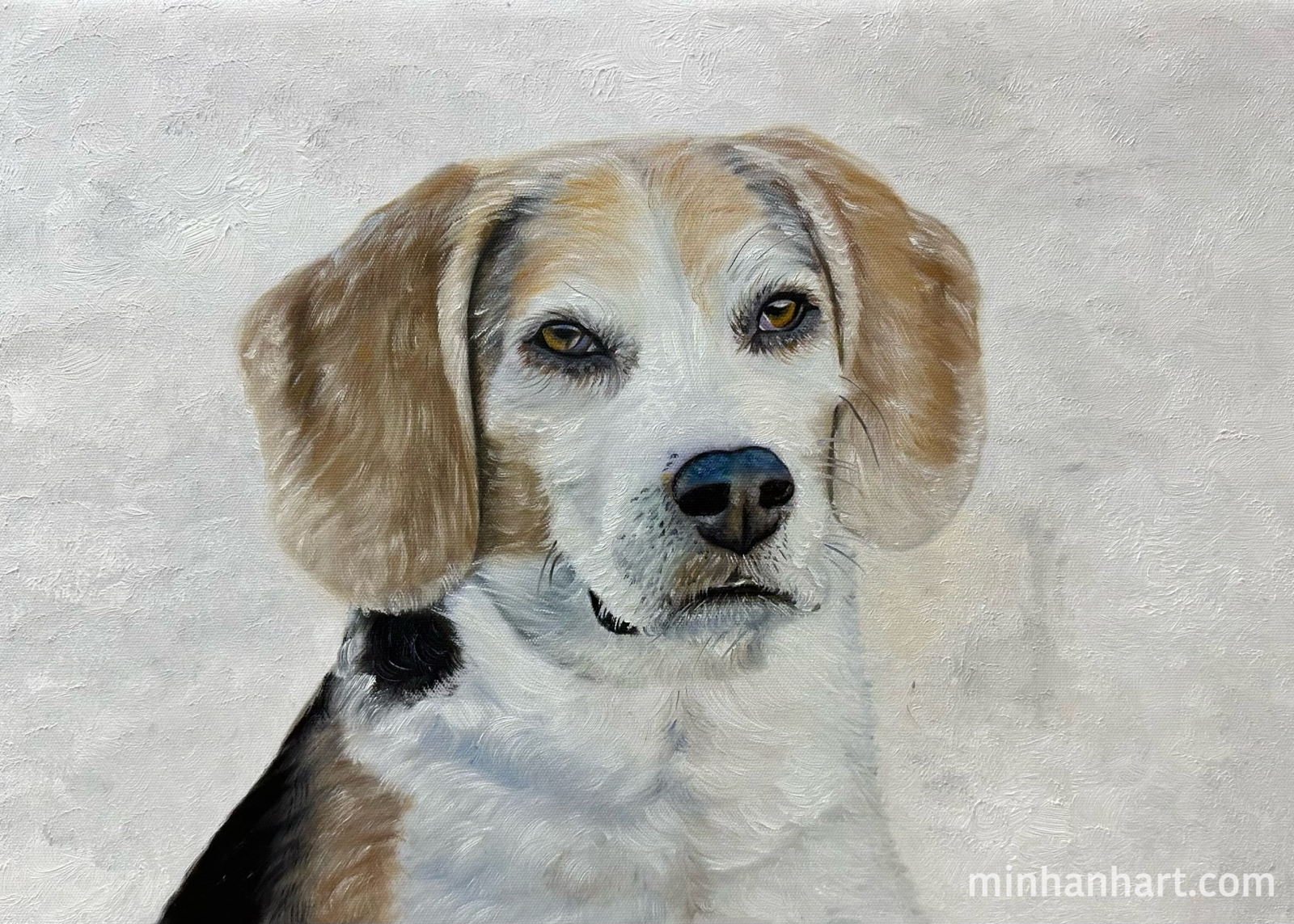 Chân dung sơn dầu chó Beagle tùy chỉnh – Chân thực, biểu cảm và đầy cá tính