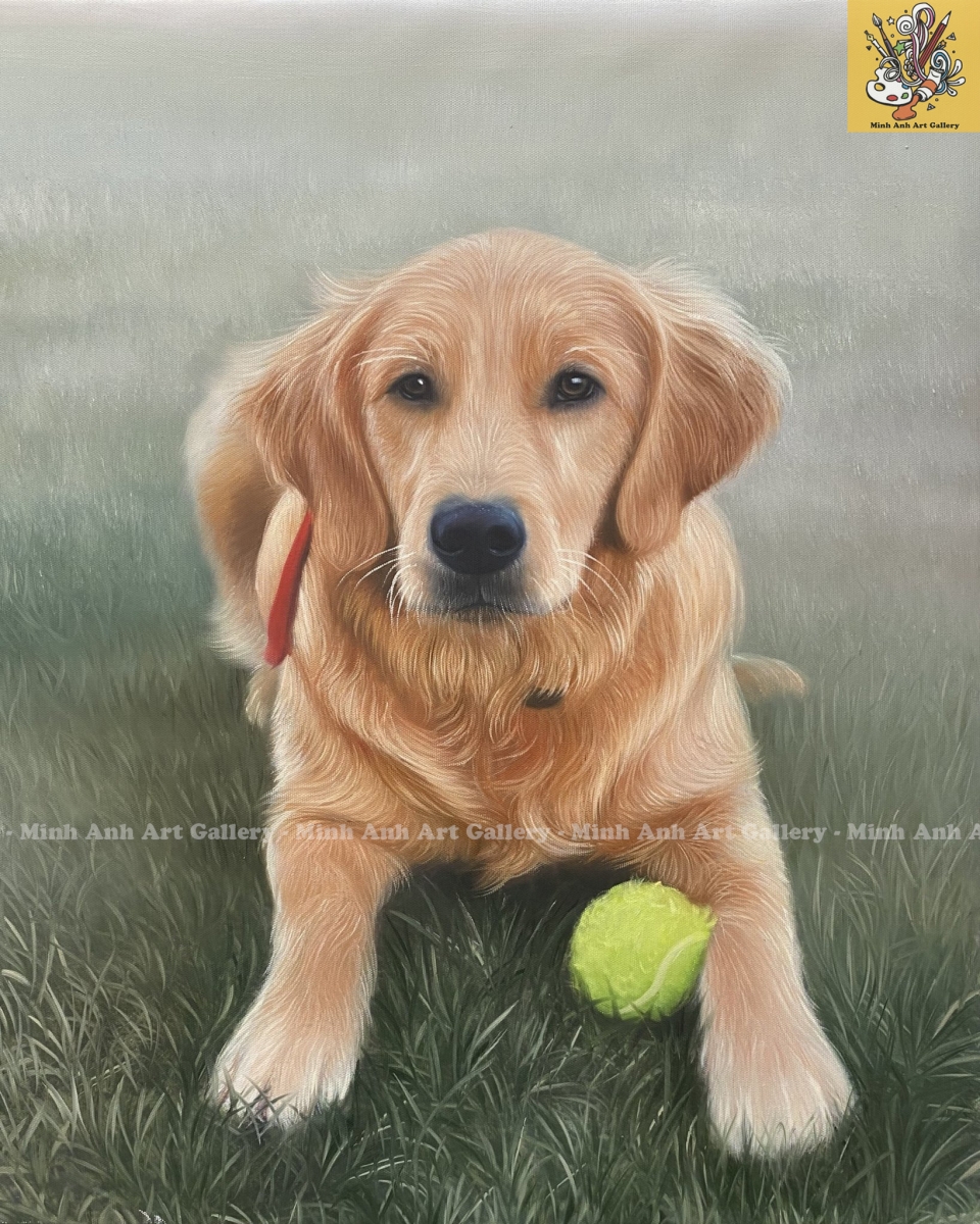 Custom Golden Retriever Portrait in Oil – A Lifelike Tribute to Your Loyal Companion