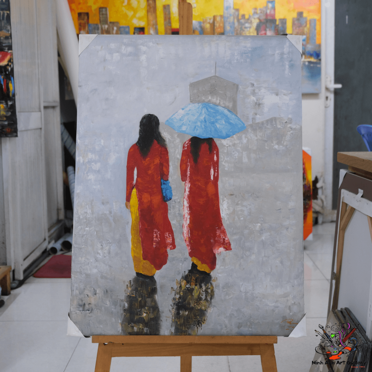 Vietnamese lady in Ao Dai painting