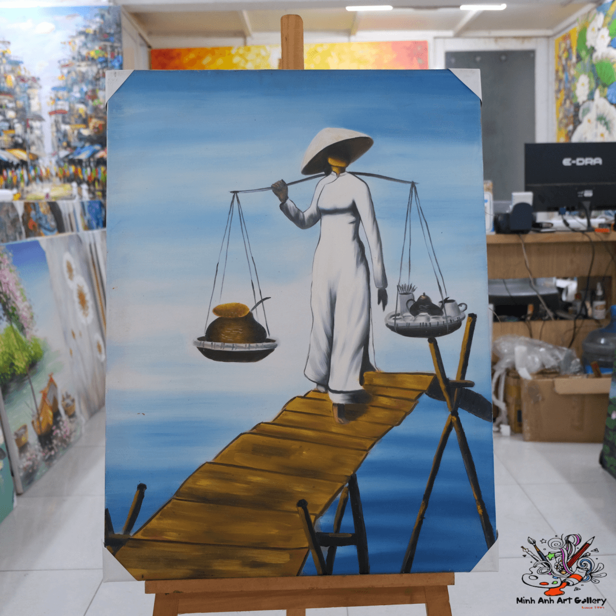 Vietnamese lady in Ao Dai painting