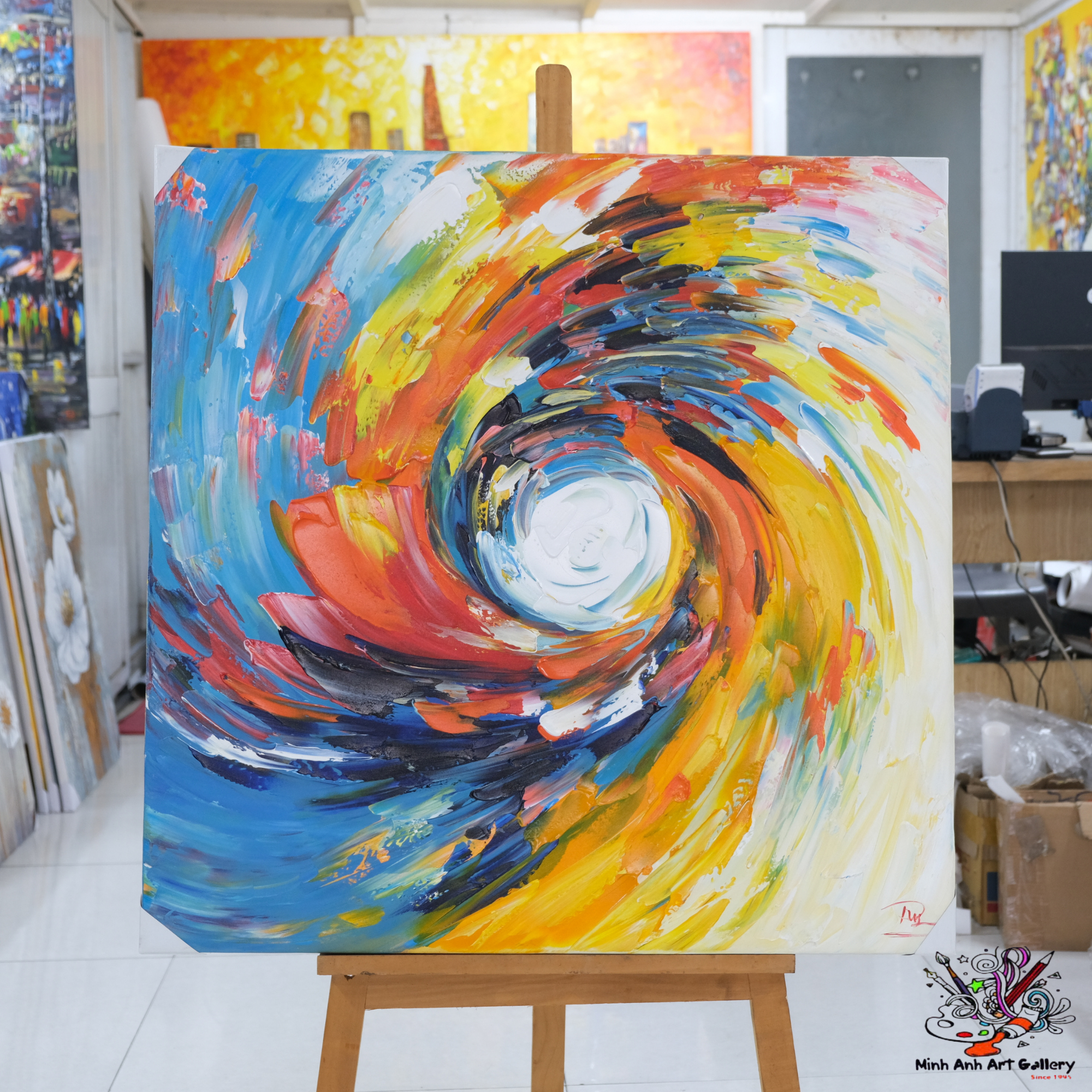 Abstract colorful tornado painting