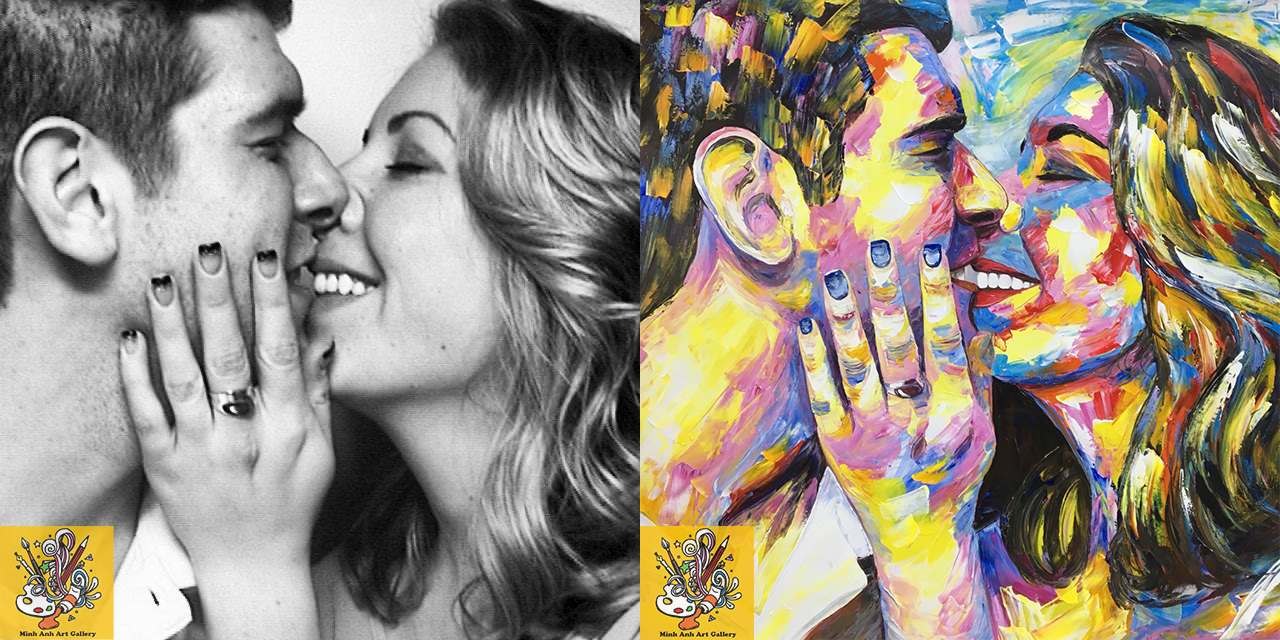 Abstract Couple Portrait – Expressive Love in Bold Colors