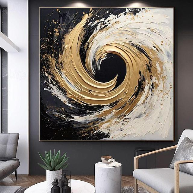 Abstract gold tornado painting