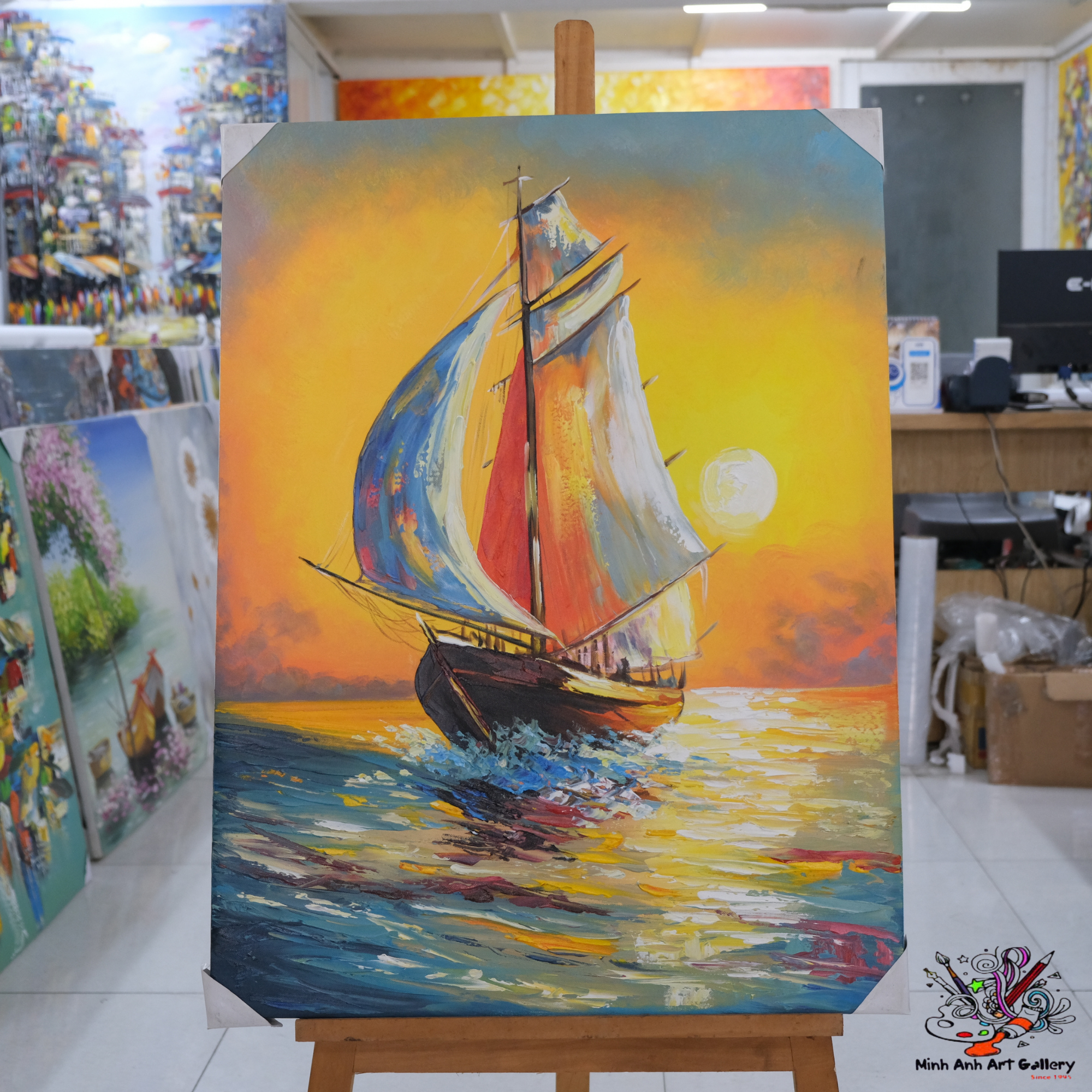 Abstract Sailboat painting