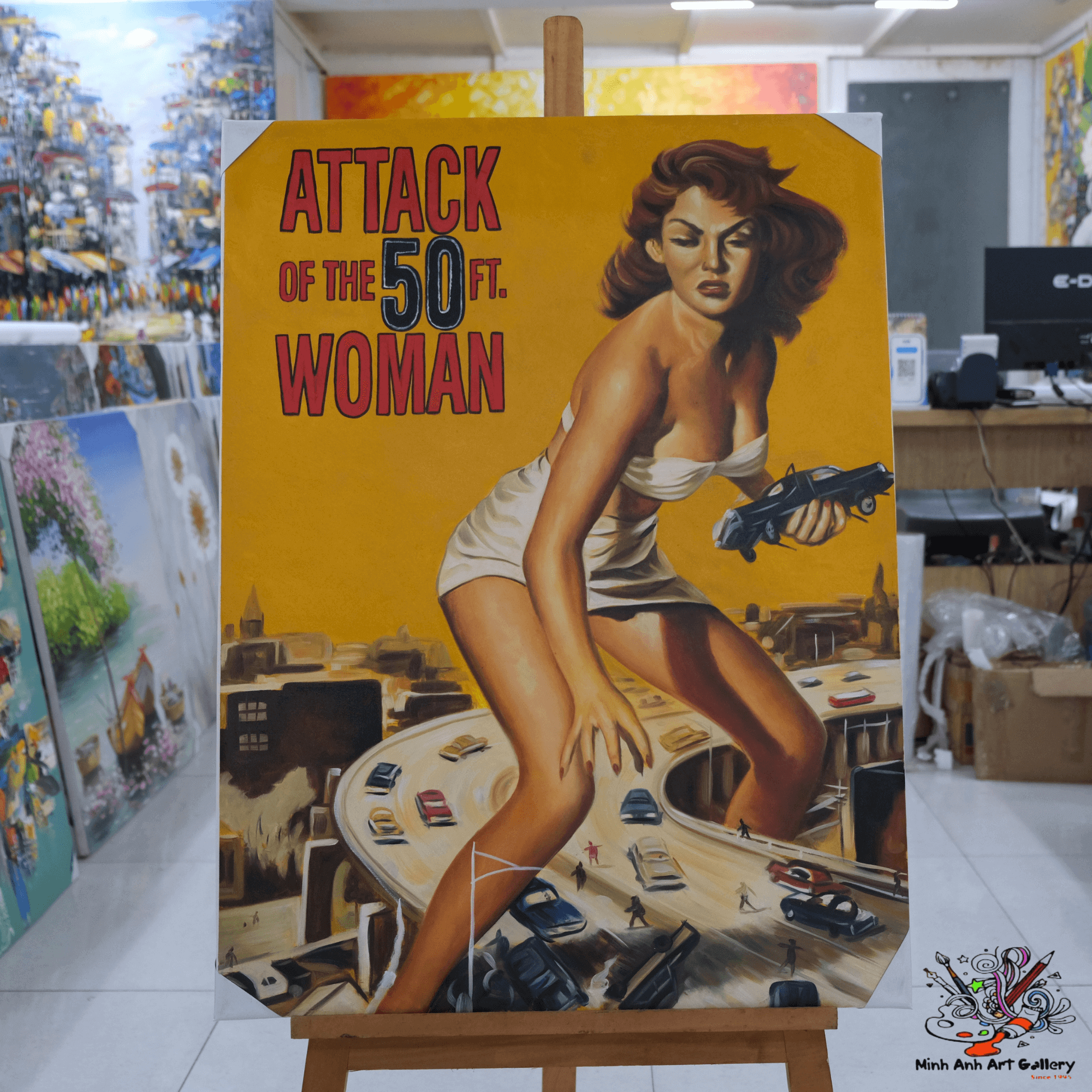 Attack of The 50ft Woman painting