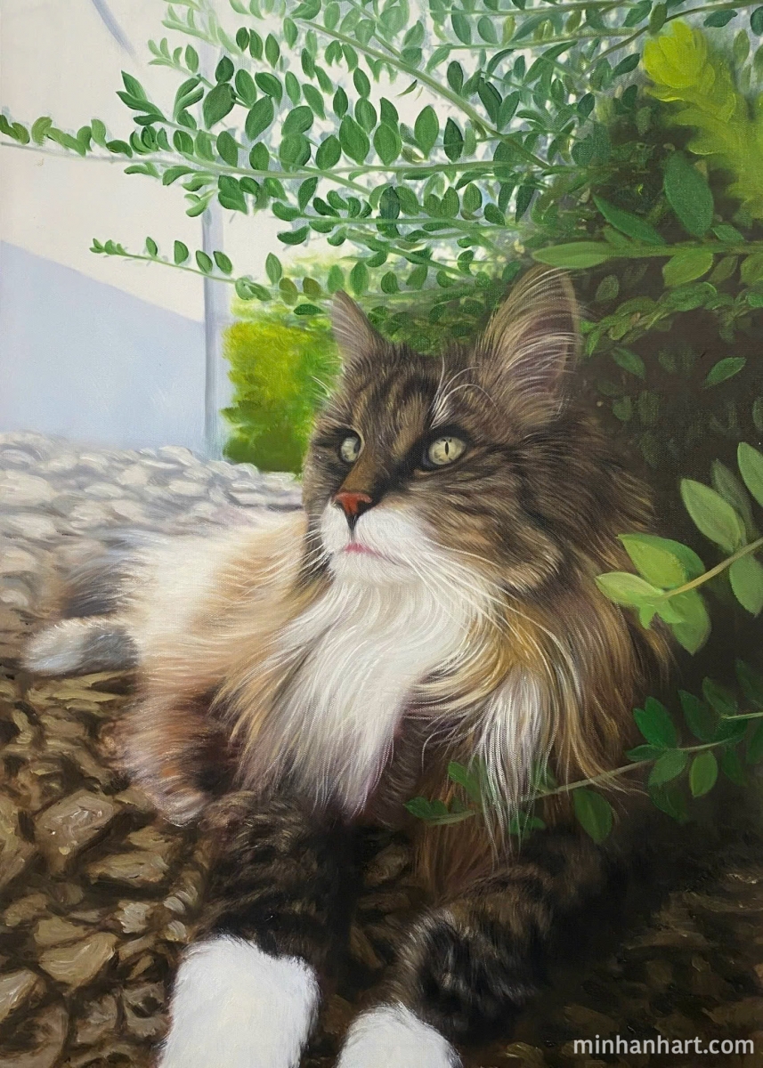 Custom Cat Portrait in Oil – A Touch of Nature and Elegance