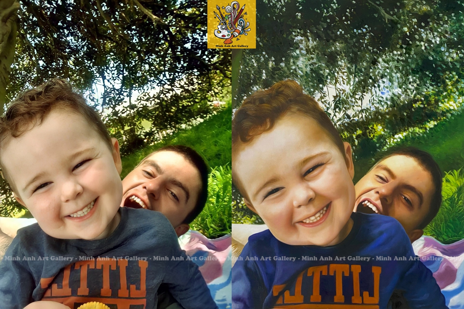 Custom Father and Child Portrait – A Heartwarming Gift of Pure Joy