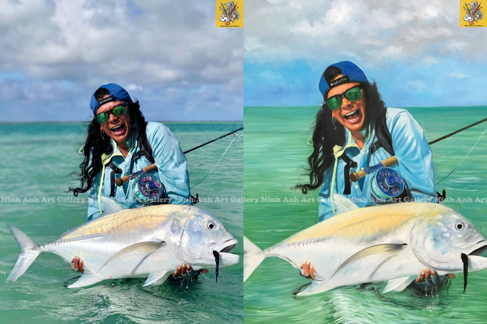 Custom Fishing Portrait – Capture the Thrill of the Catch on Canvas