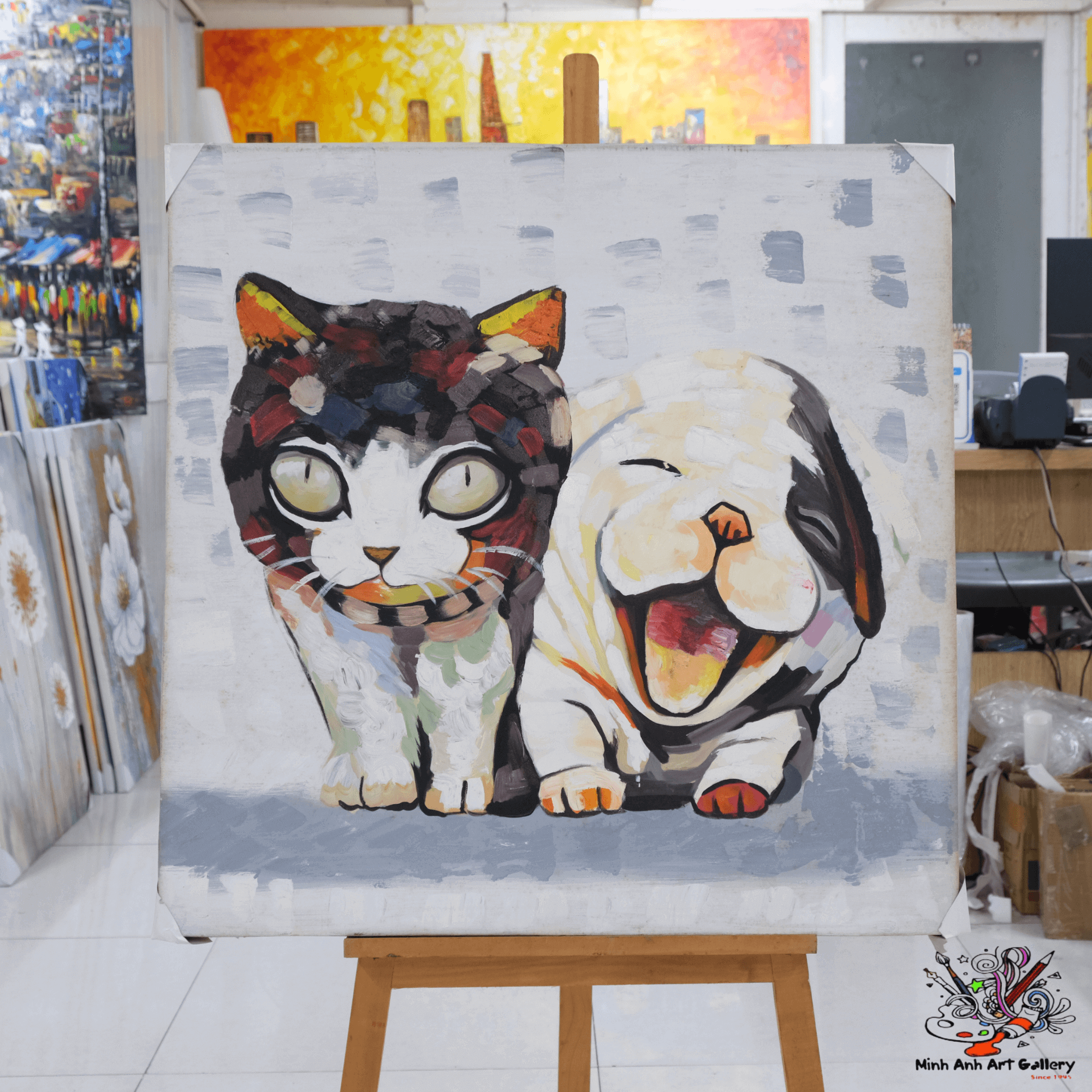 Dog and cat painting