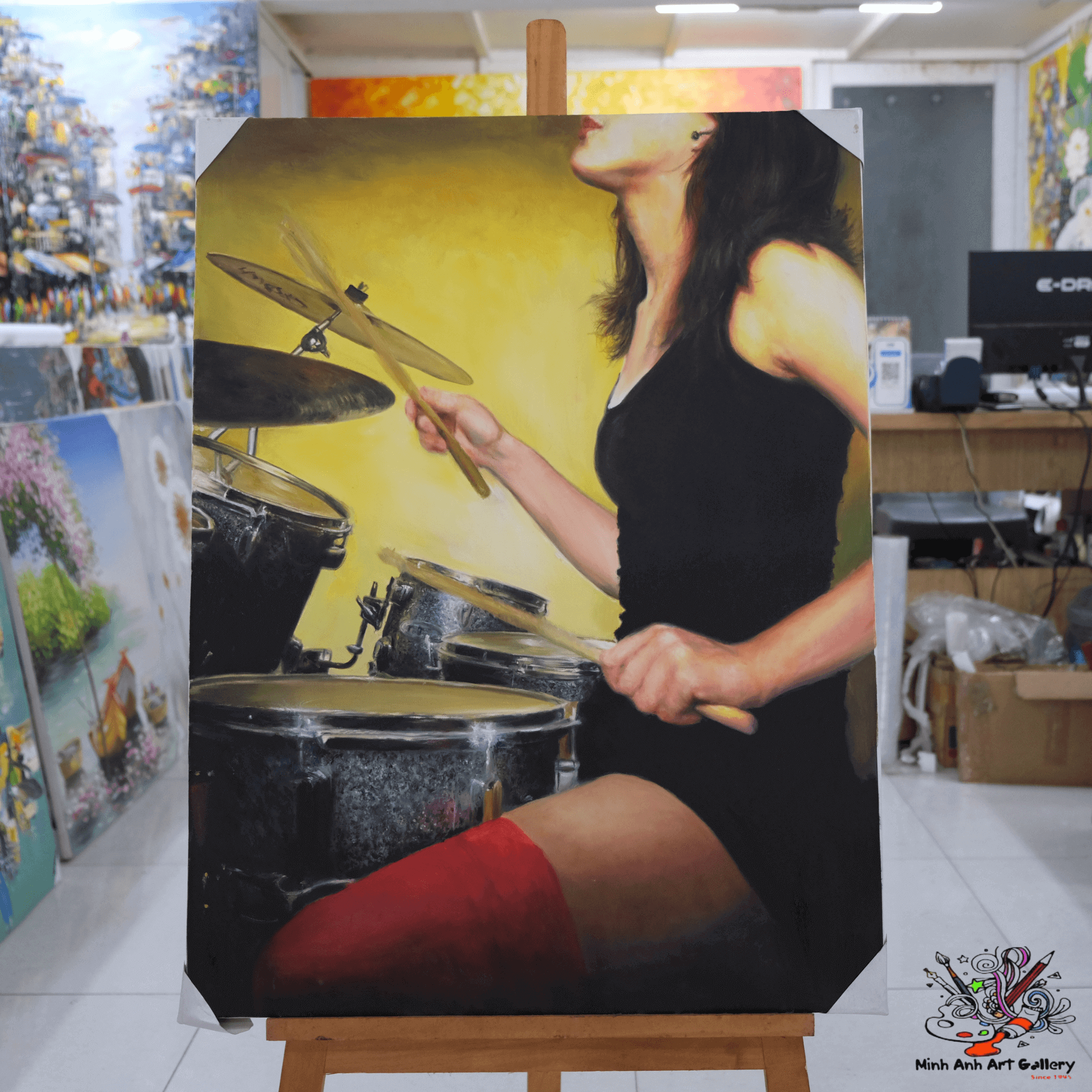 Drummer Girl painting