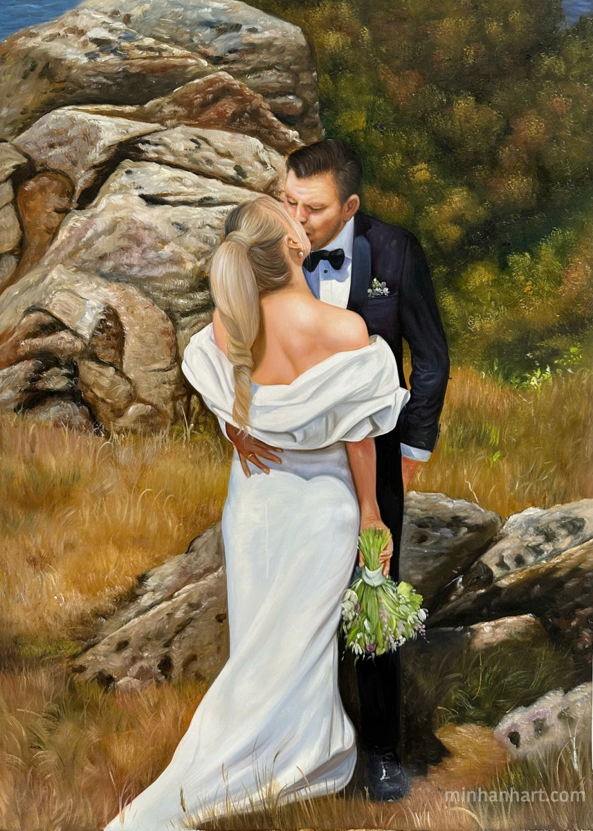 Elopement Elegance: Custom Wedding Portraits in Nature’s Embrace