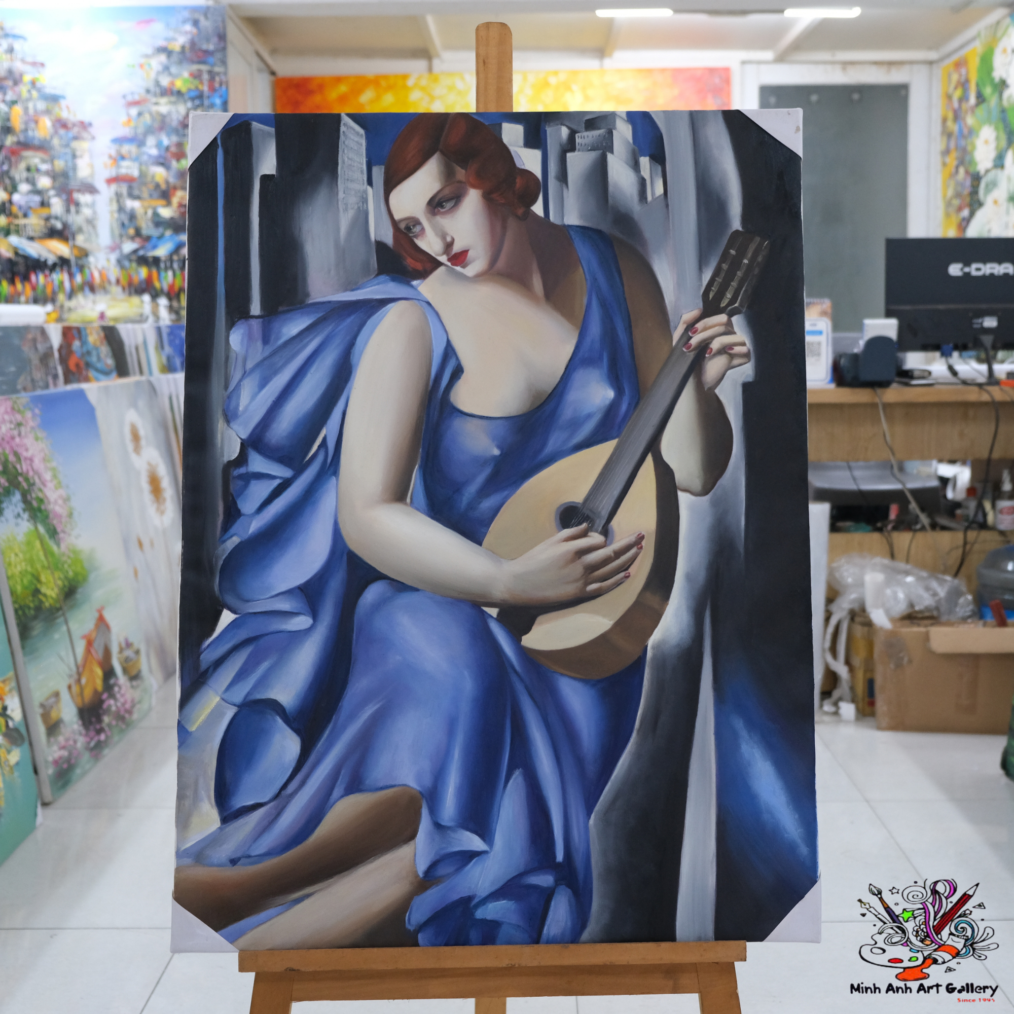 Femme bleue a la Guitare by Lempicka