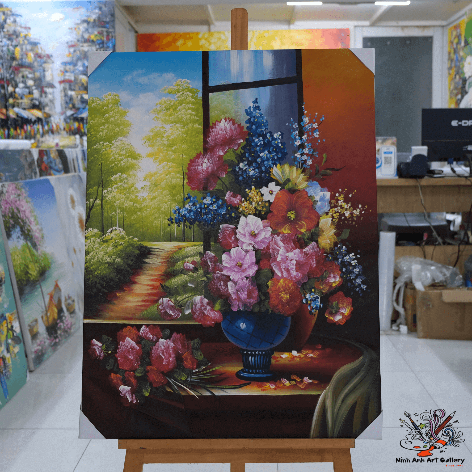 flowers in vase painting