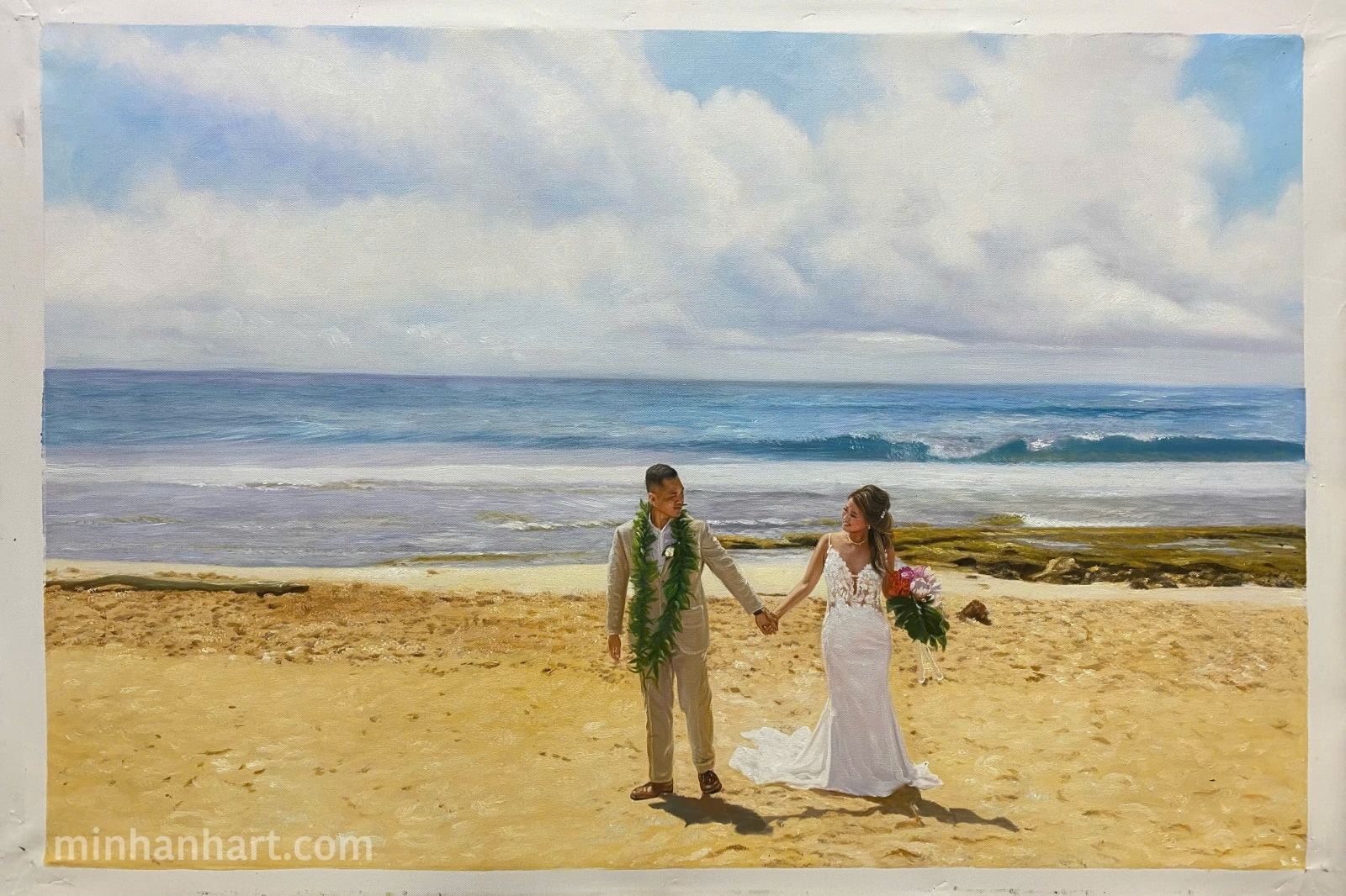 Forever by the Sea: Custom Beach Wedding Portraits for Free-Spirited Couples