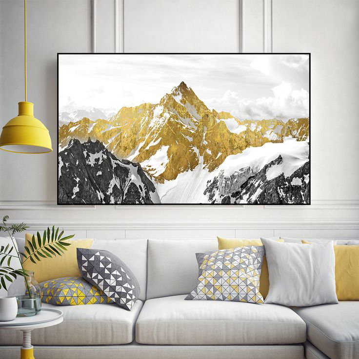 Gold mountain abstract painting