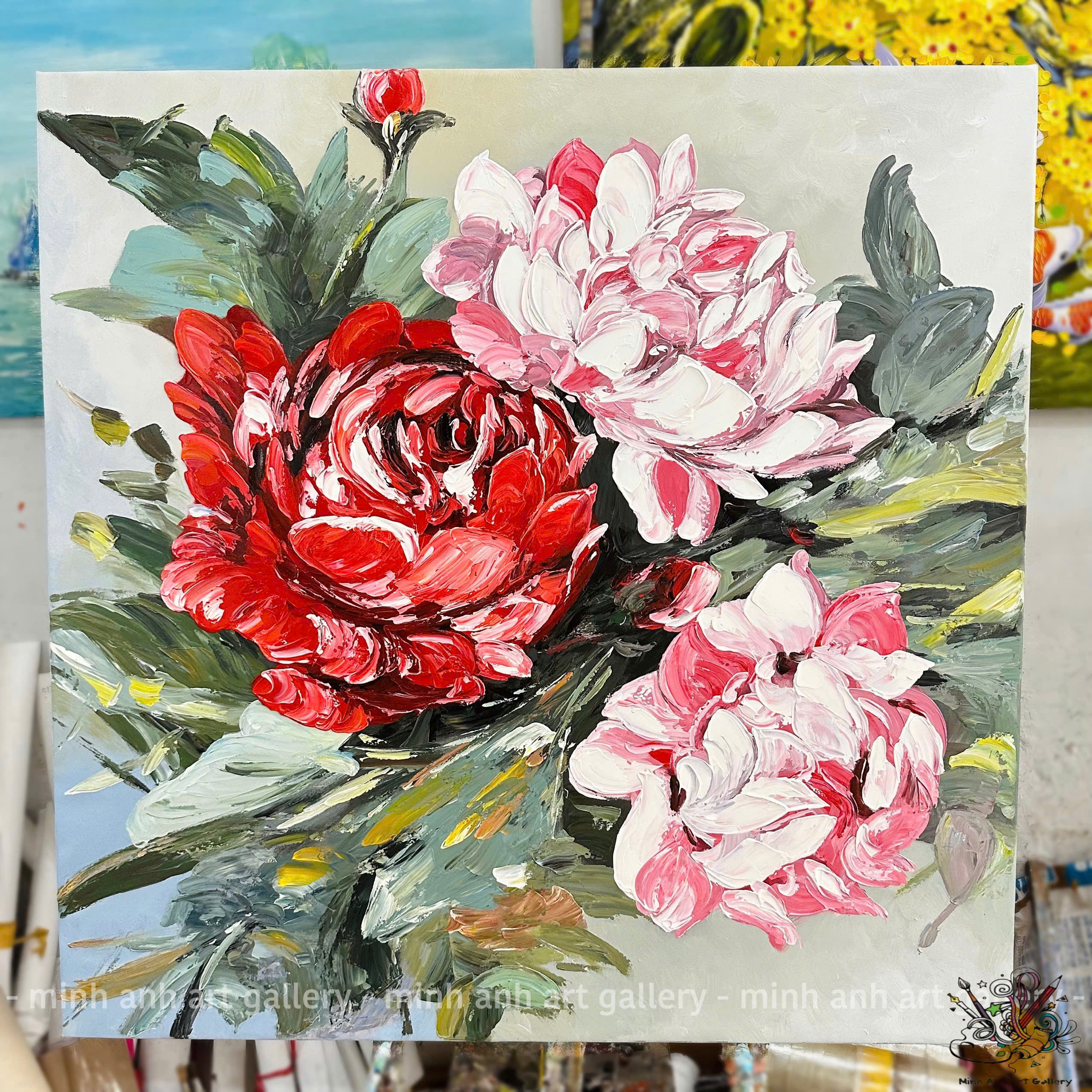 Modern Abstract Peony Flower Painting