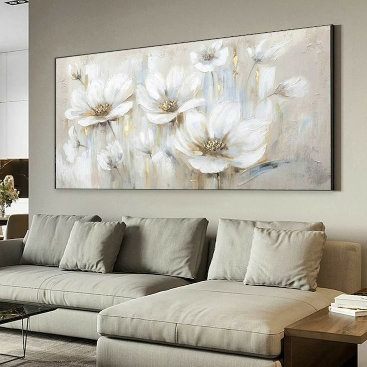Modern abstract white flower painting
