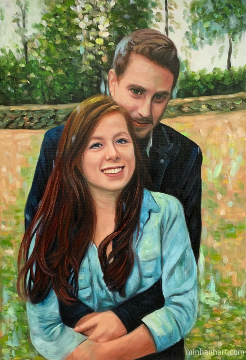 Romantic Couple Portrait – A Painted Expression of Genuine Love