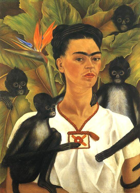 Self Portrait with Monkeys -frida kahlo