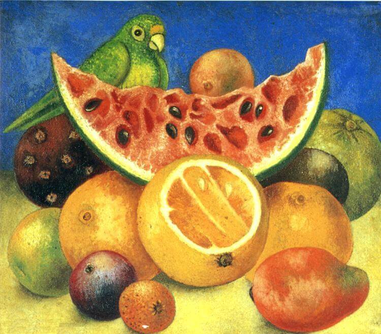 Still Life With Parrot And Fruits - frida kahlo