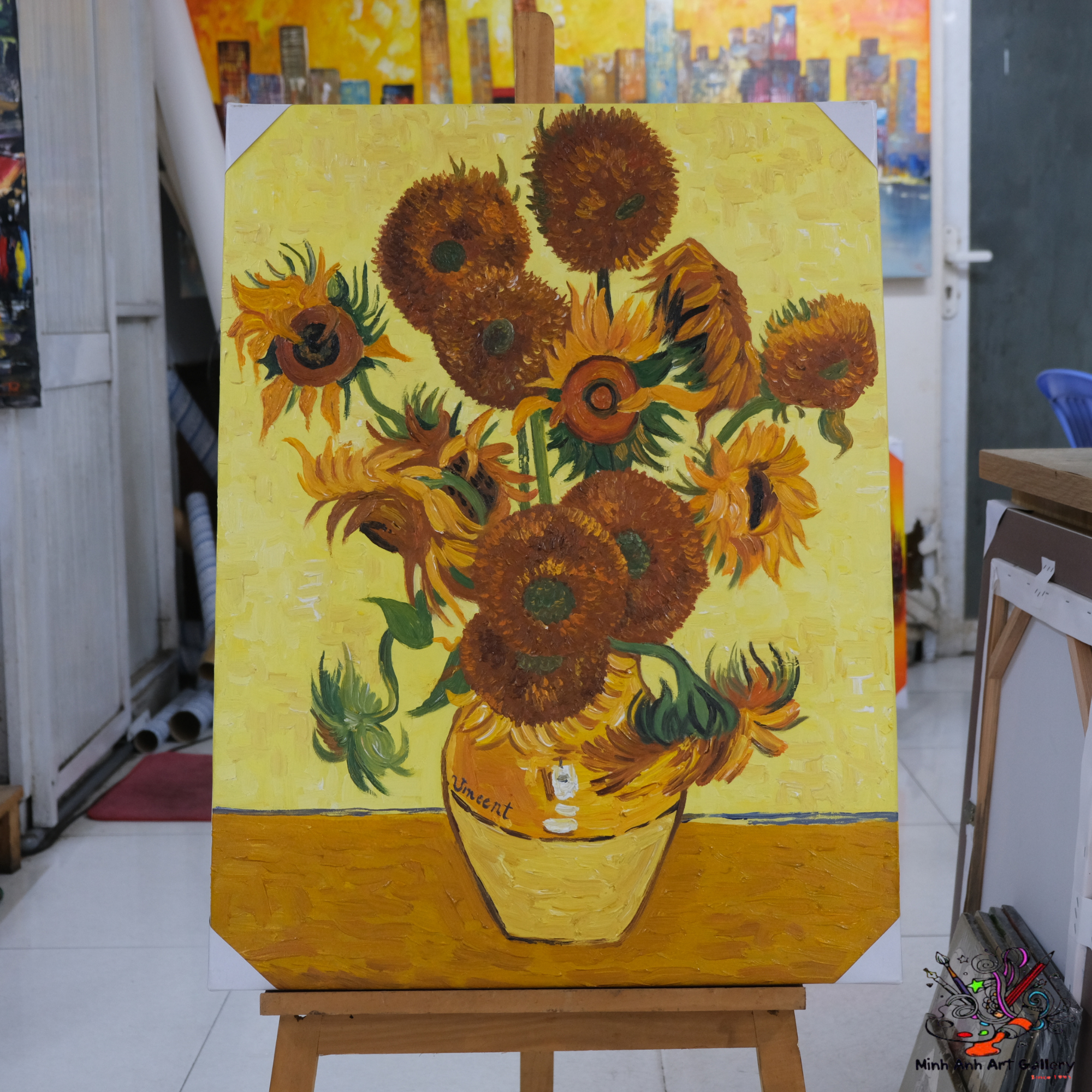 Vase with Fifteen Sunflowers by van Gogh