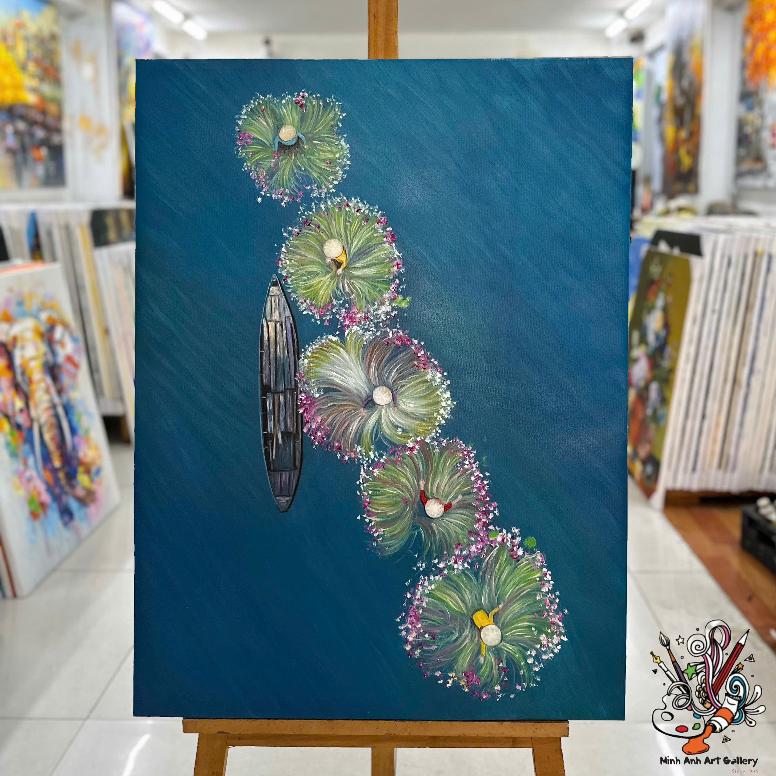 Vietnam Water Lily Floating Flower Painting