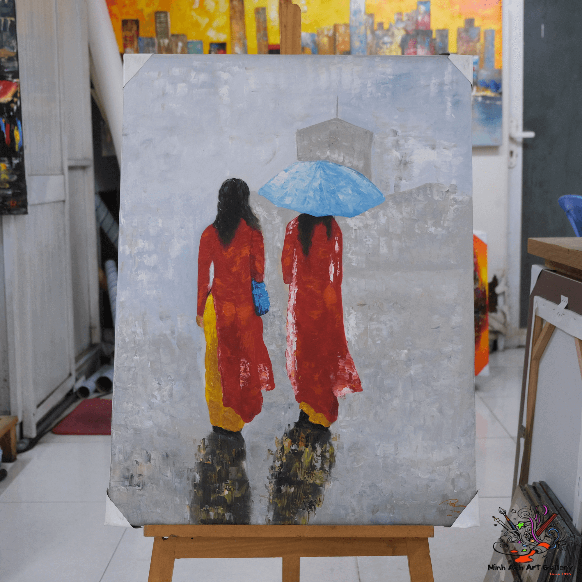 Vietnamese lady in Ao Dai painting