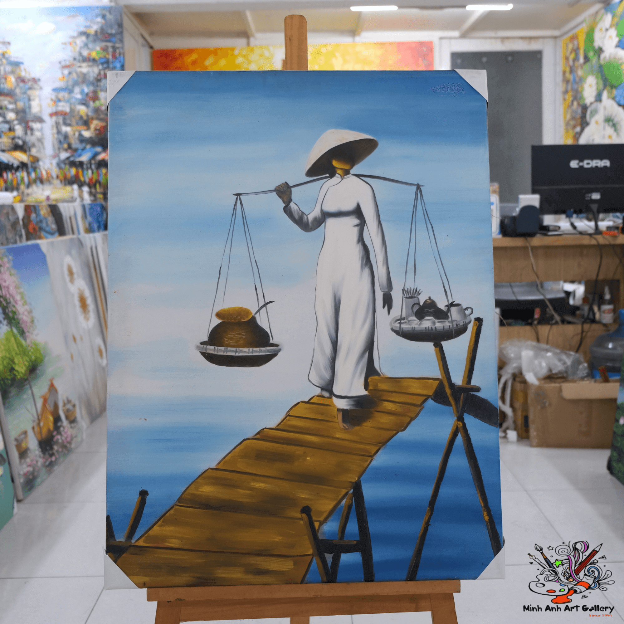 Vietnamese lady in Ao Dai painting