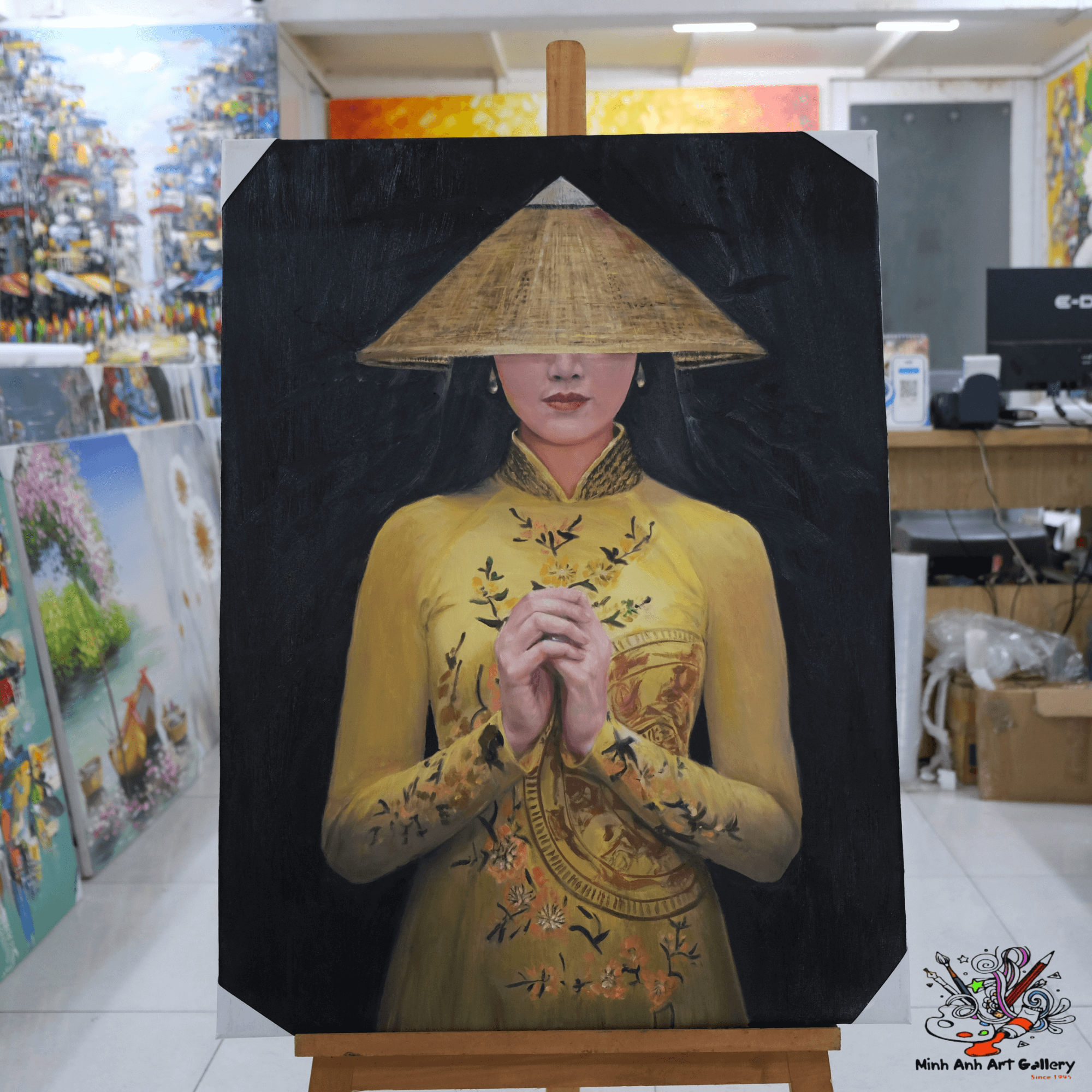 Vietnamese lady in Ao Dai painting