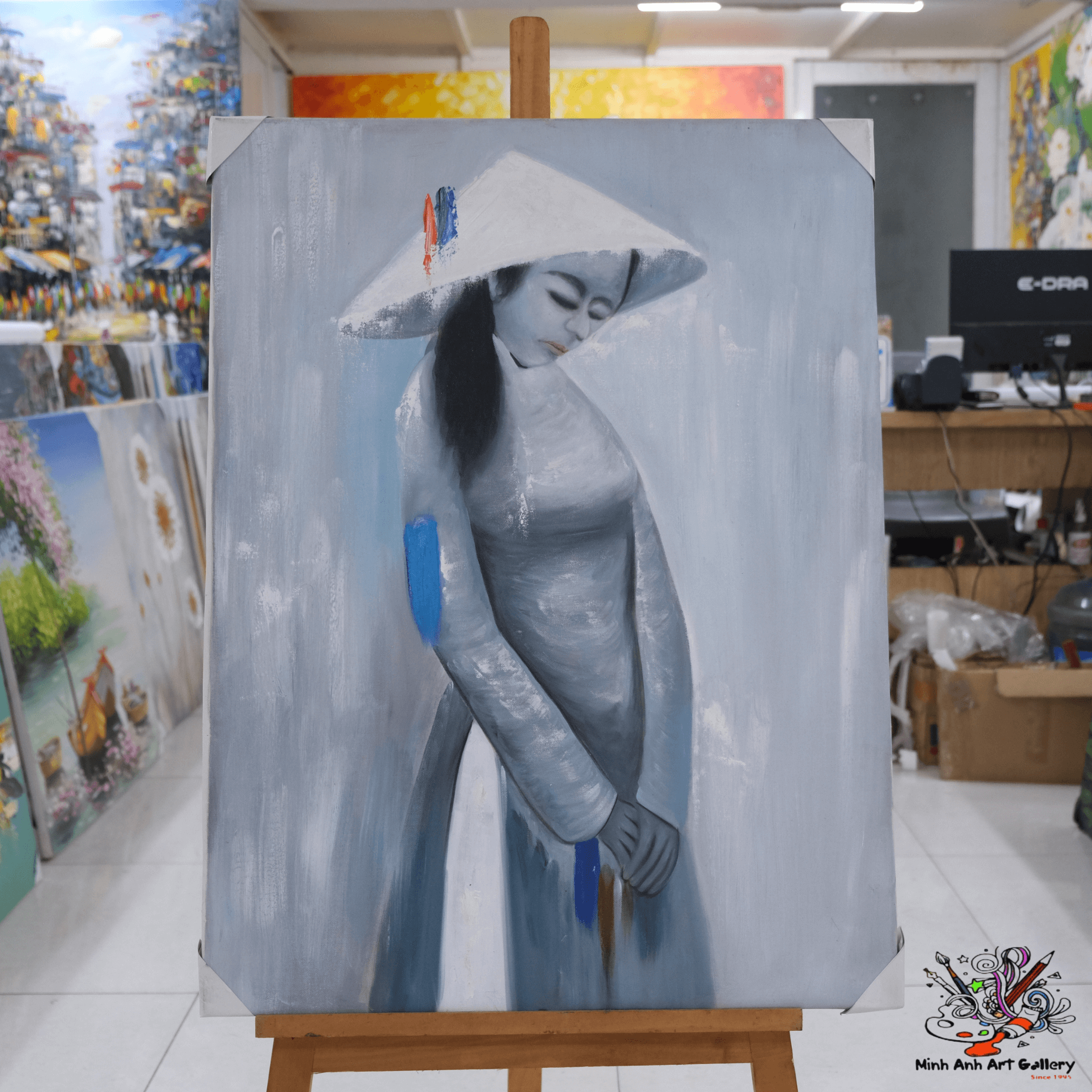 Vietnamese lady in Ao Dai painting