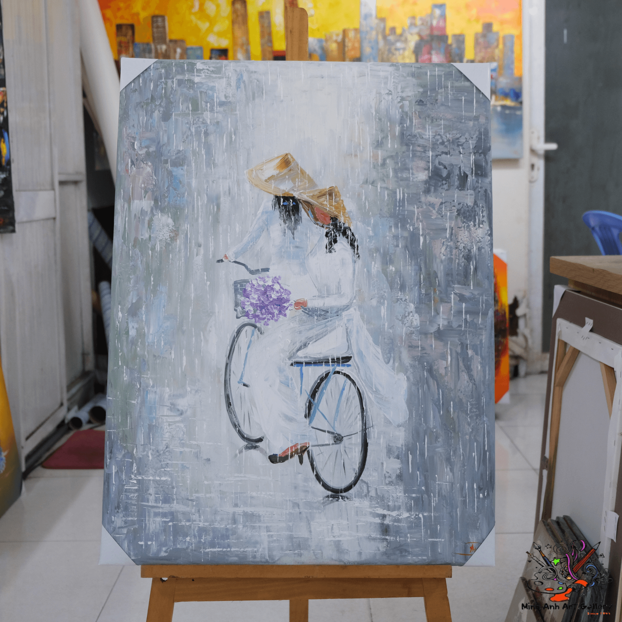 Vietnamese lady in Ao Dai painting