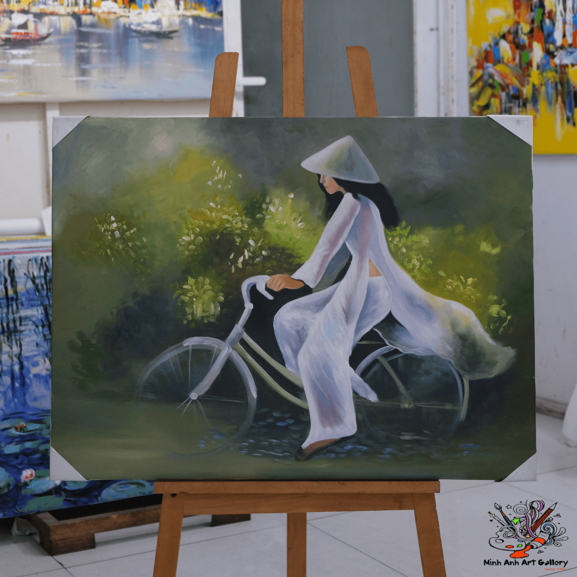 Vietnamese lady in Ao Dai painting