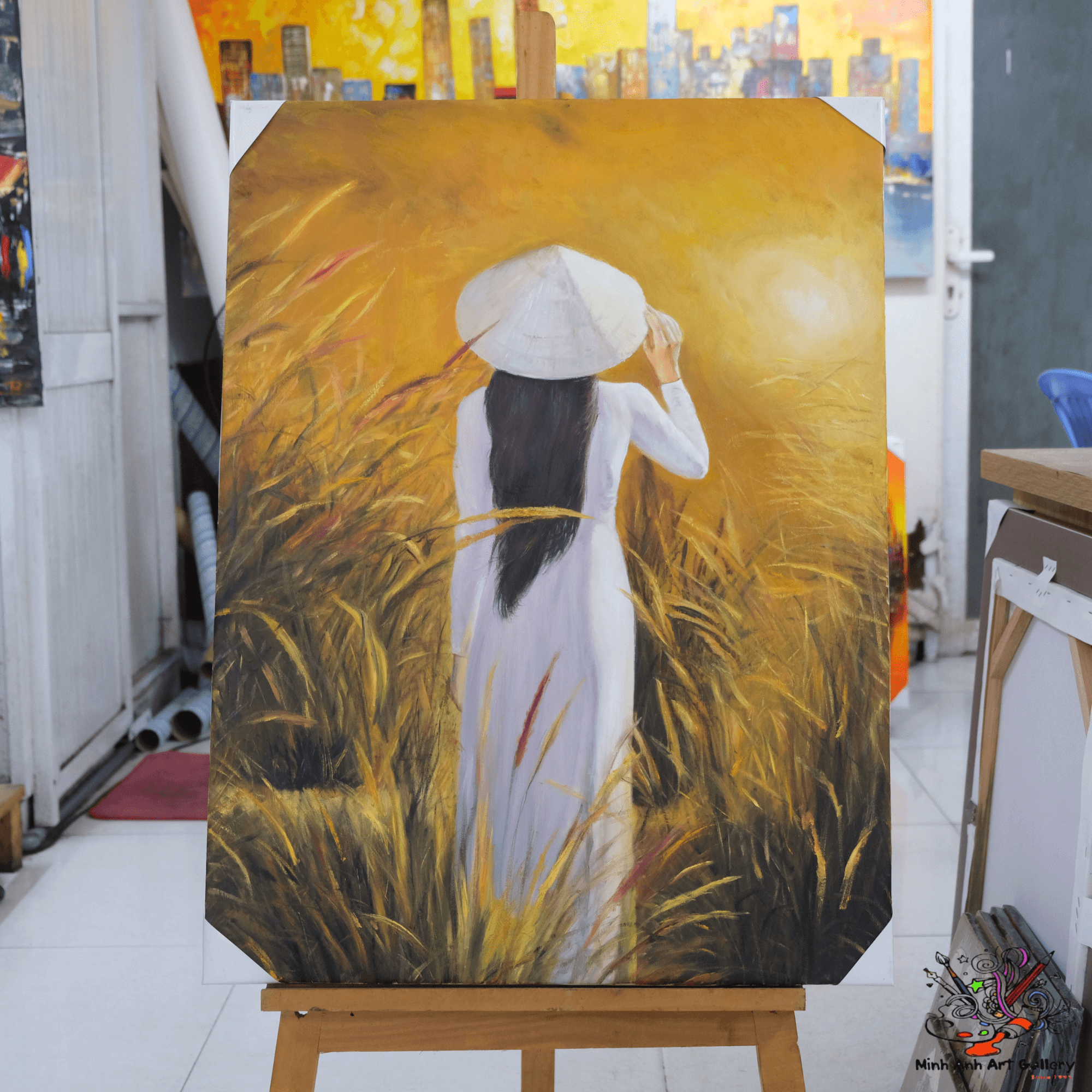 Vietnamese lady in Ao Dai painting