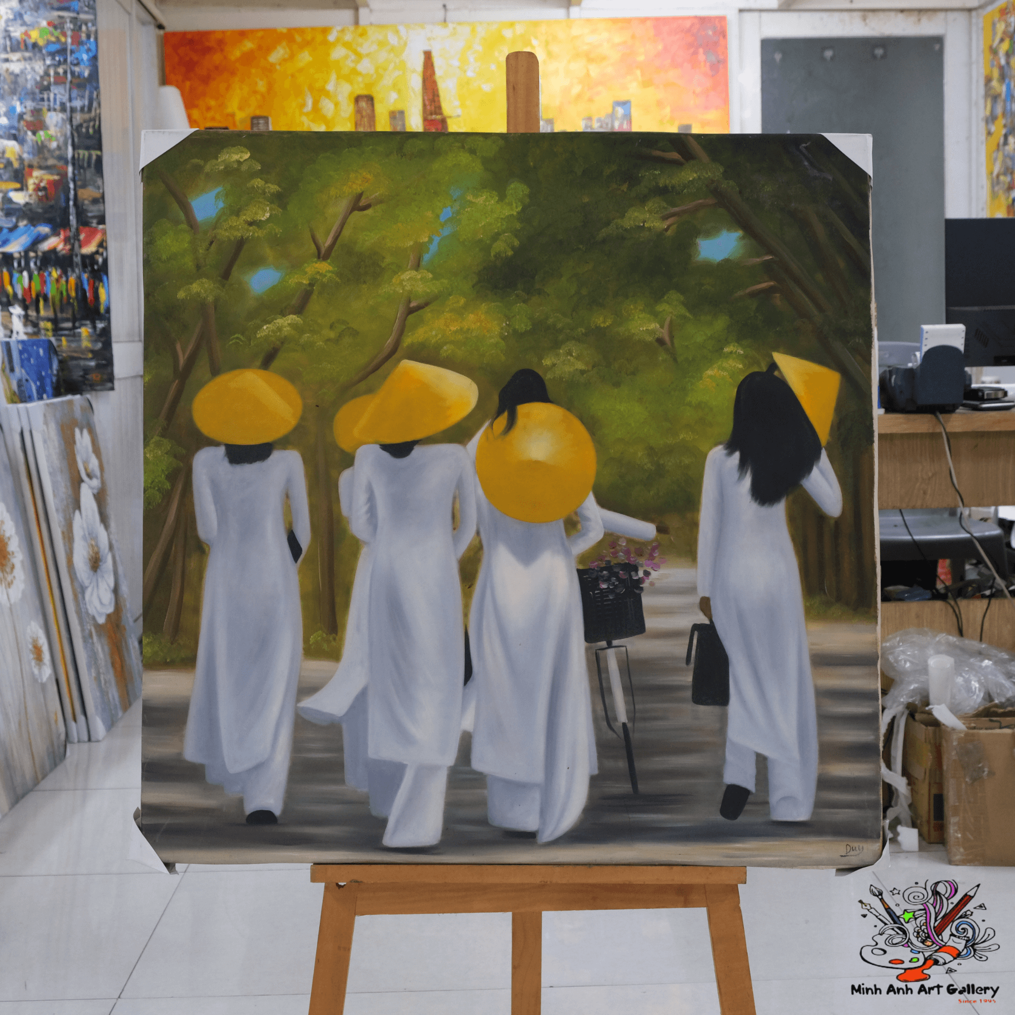 Vietnamese lady in Ao Dai painting