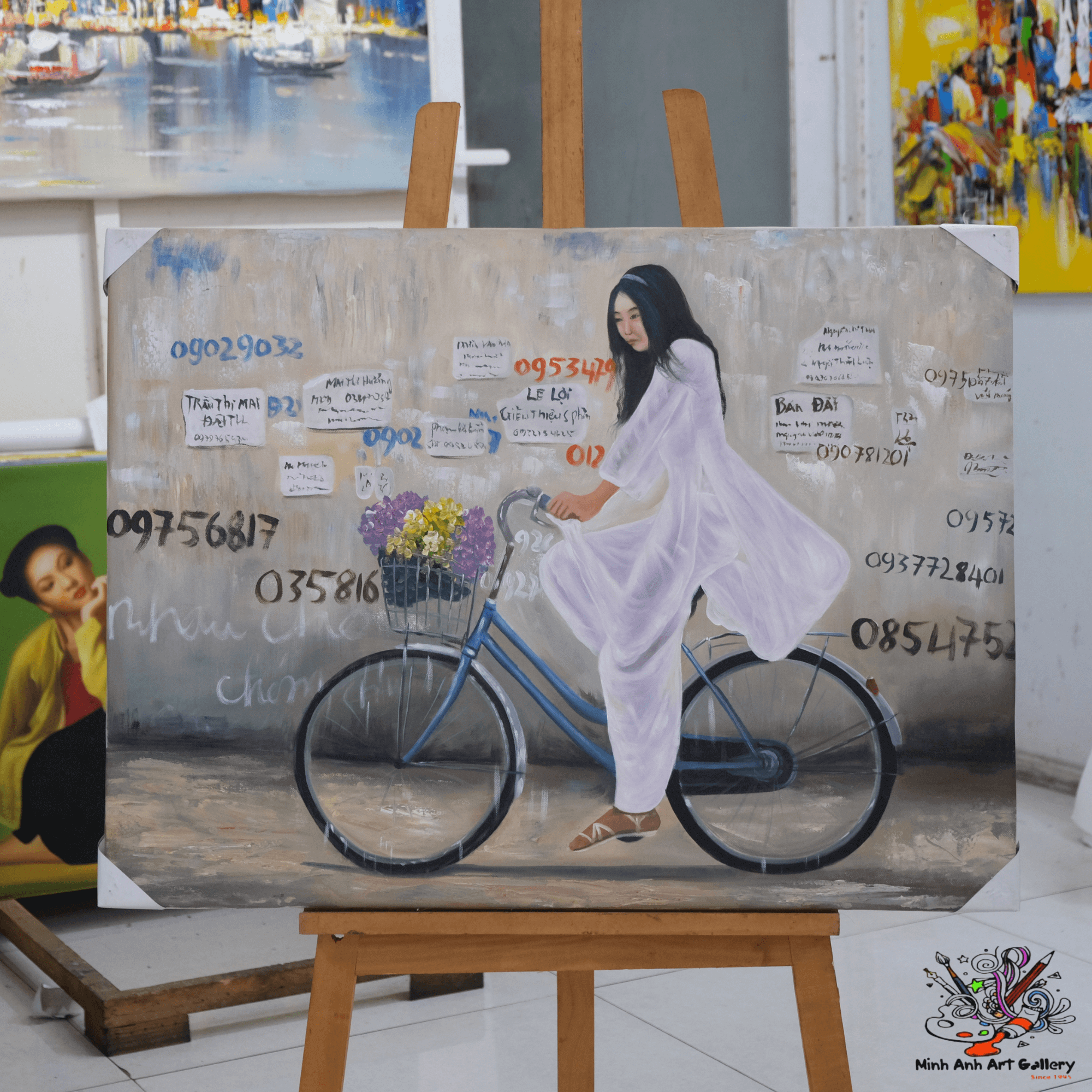 Vietnamese lady in Ao Dai painting