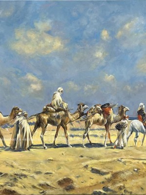 A Caravan Crossing the Desert by Victor Pierre Huguet