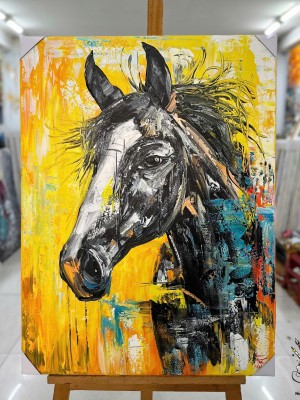 Tranh ngựa đen trừu tượng