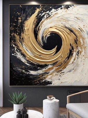 Abstract gold tornado painting