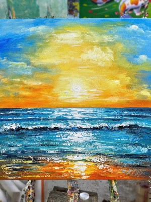 Abstract seascape sunrise painting