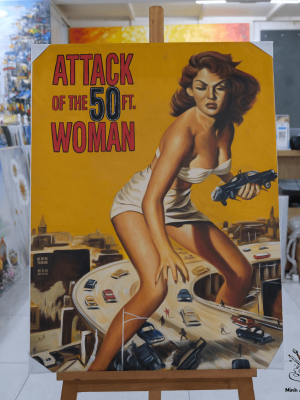 Attack of The 50ft Woman painting