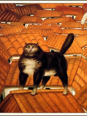 Mèo trên mái nhà Botero