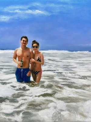 Couple Beach Portrait – Preserve Your Summer Love in Stunning Art