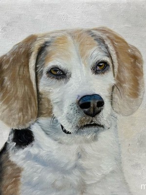 Chân dung sơn dầu chó Beagle tùy chỉnh – Chân thực, biểu cảm và đầy cá tính