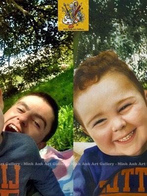 Custom Father and Child Portrait – A Heartwarming Gift of Pure Joy