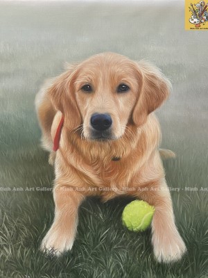 Custom Golden Retriever Portrait in Oil – A Lifelike Tribute to Your Loyal Companion