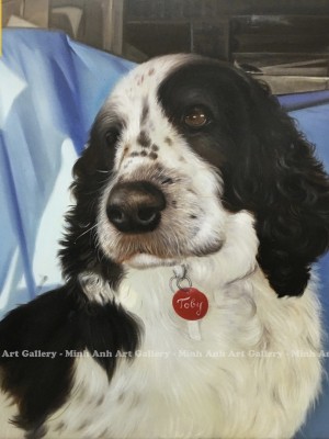 Custom Oil Portrait of Toby the Spaniel – A Personalized Masterpiece by Minh Anh Art Gallery