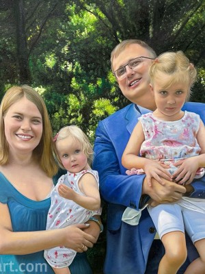 Custom Outdoor Family Portrait – A Bright Bond in Every Brushstroke